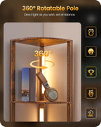 Floor Lamp with Shelves 4 Tier Wooden Standing