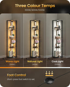 Floor Lamp with Shelves 4 Tier Wooden Standing