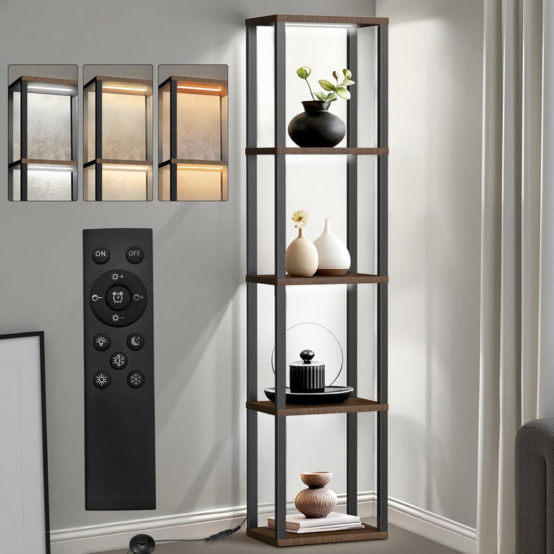 LED Floor Lamp with Shelves 4-Tier Dimmable Standing