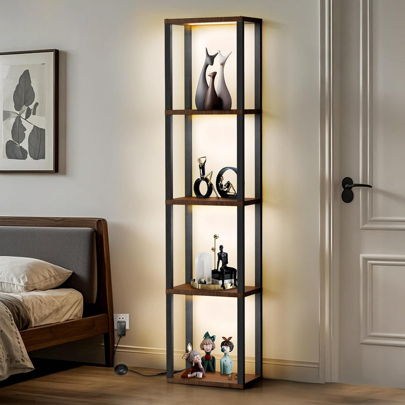 LED Floor Lamp with Shelves 4-Tier Dimmable Standing