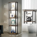 Floor Lamp with Shelves Dimmable Wooden Display Cabinets