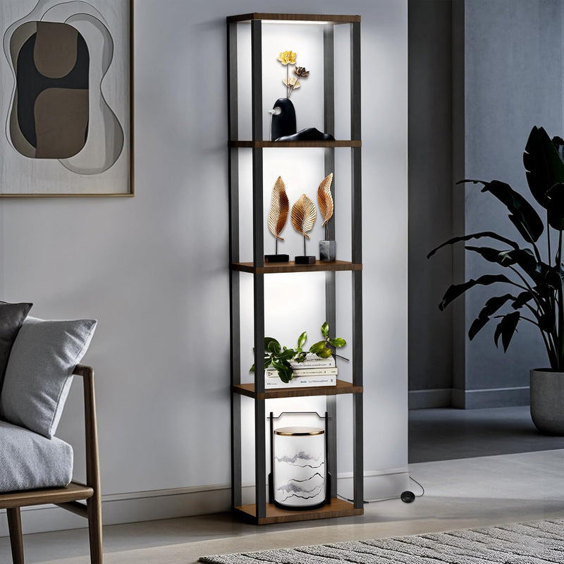 LED Floor Lamp with Shelves 4-Tier Dimmable Standing