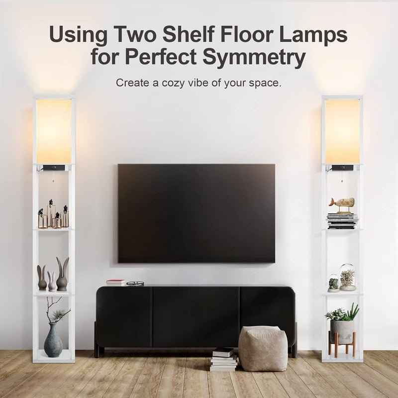 Floor Lamp with Shelves LED Column Modern USB