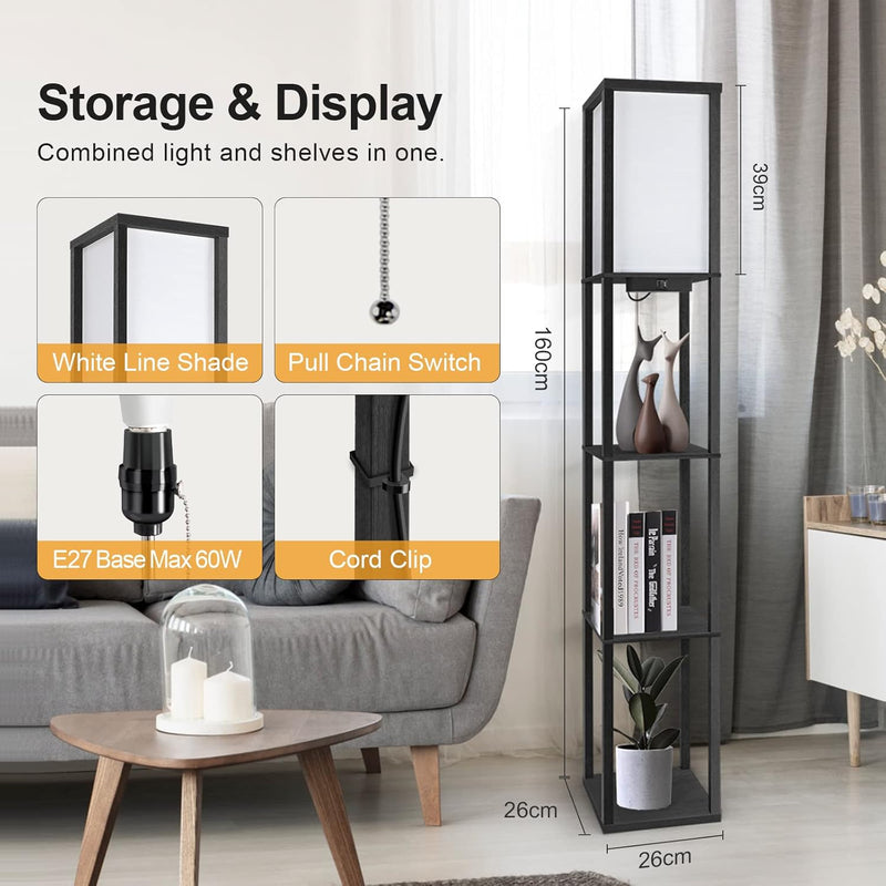 Floor Lamp with Shelves LED Column Modern USB