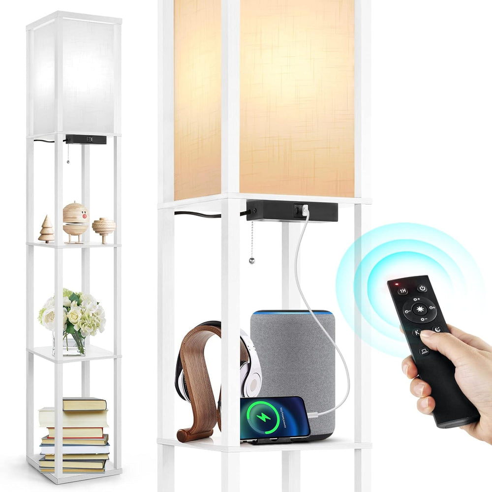 Shelf Floor Lamp with Drawer 2 USB-C Ports