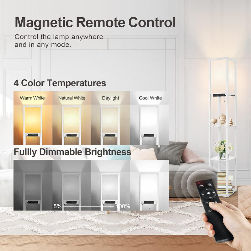 Floor Lamp with Shelves LED Column Modern USB