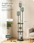 Floor Lamp with Shelves Modern 3 Linen Shades