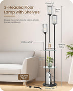 Floor Lamp with Shelves Modern 3 Linen Shades