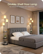 Floor Lamp with Shelves Modern 3 Linen Shades