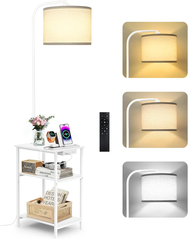 Floor Lamp with Shelves Remote Side End Table