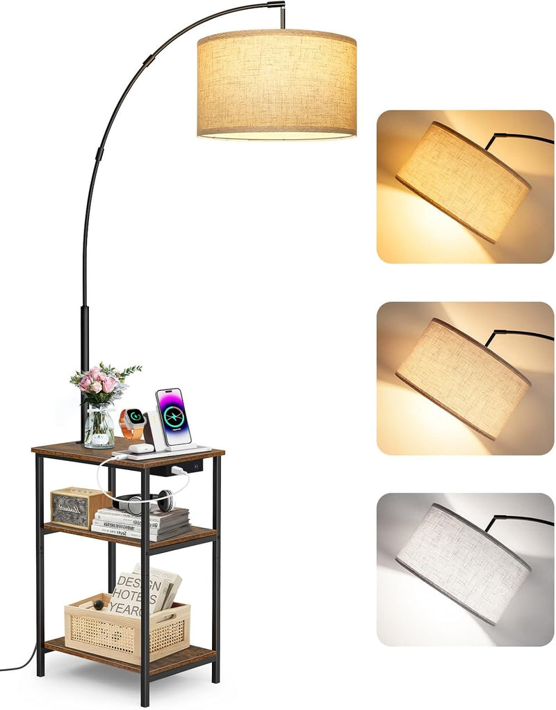 Floor Lamp with Shelves Remote Side End Table