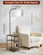 Floor Lamp with Shelves Remote Side End Table