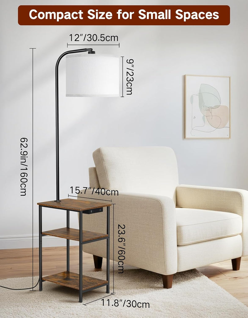 Floor Lamp with Shelves Remote Side End Table