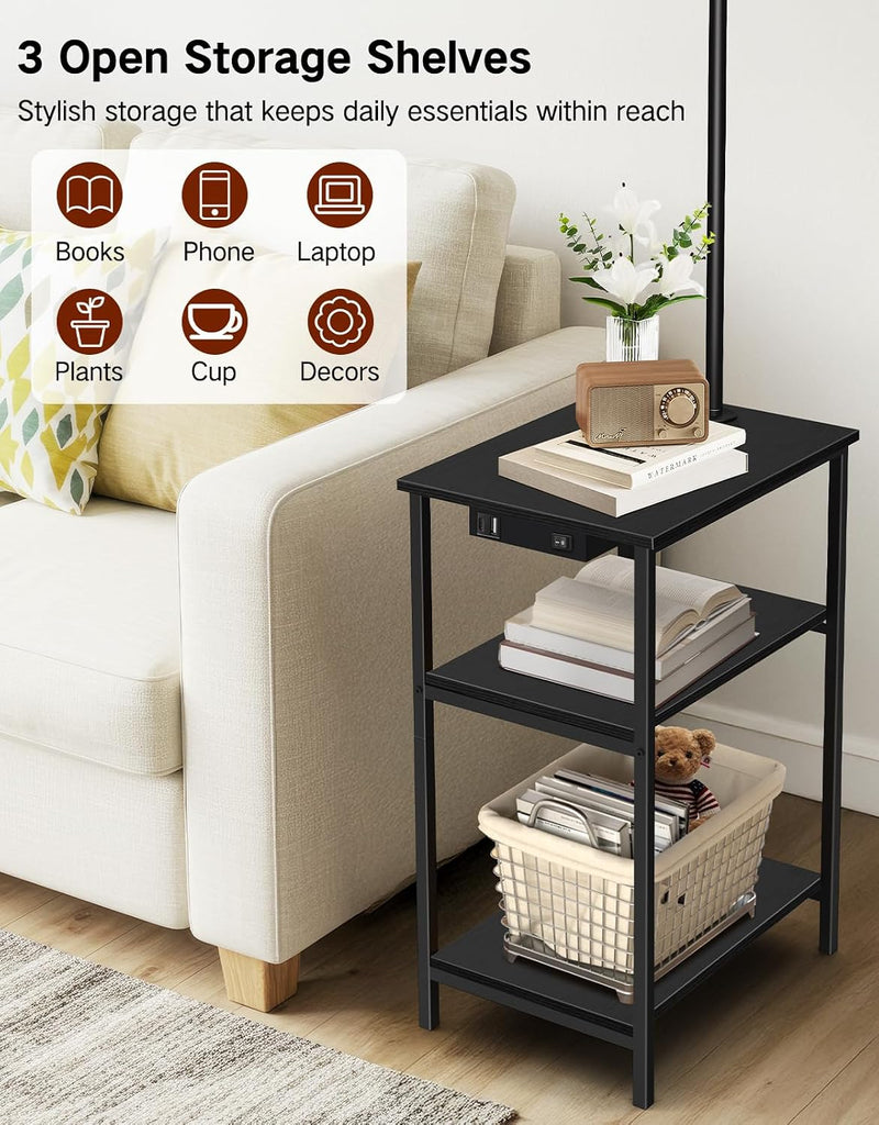 Floor Lamp with Shelves Remote Side End Table
