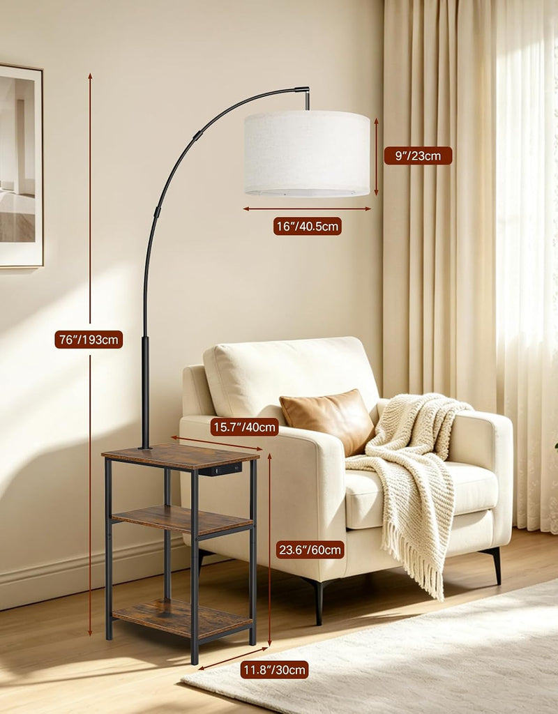 Floor Lamp with Shelves Remote Side End Table