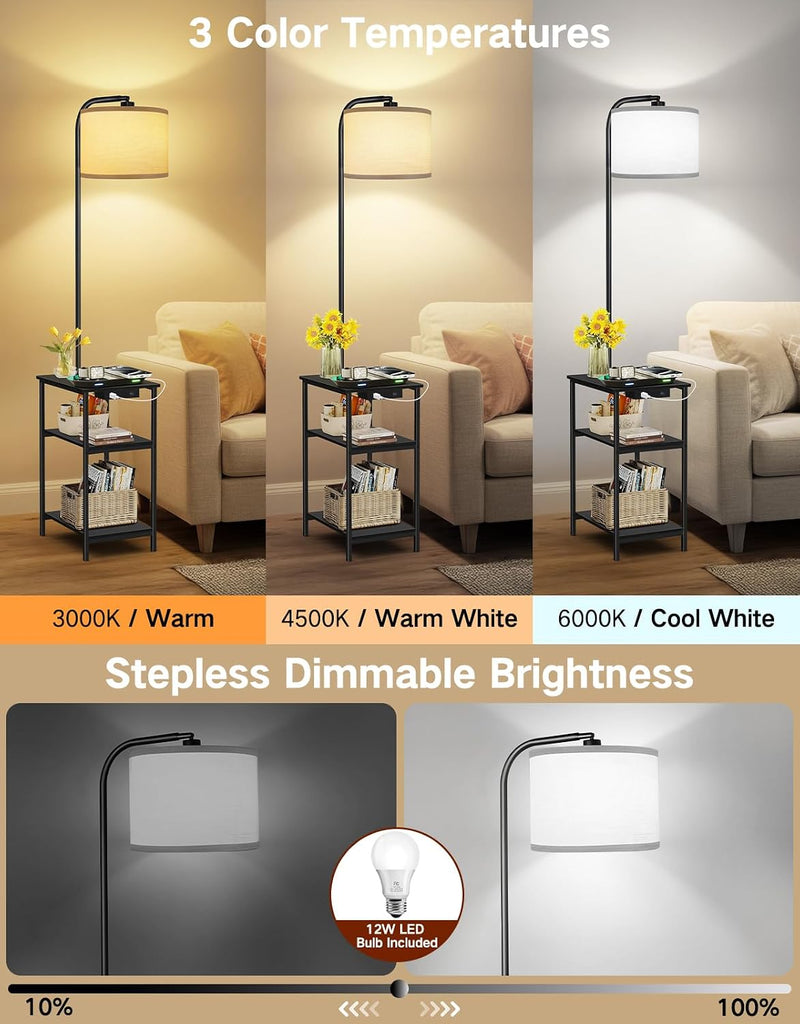 Floor Lamp with Shelves Remote Side End Table