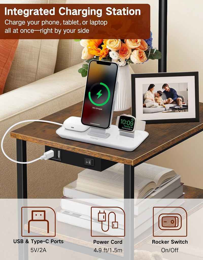 Floor Lamp with Shelves Remote Side End Table