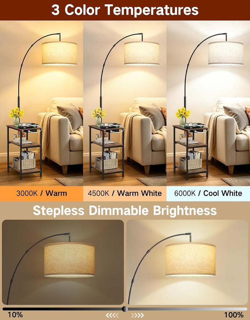 Floor Lamp with Shelves Remote Side End Table