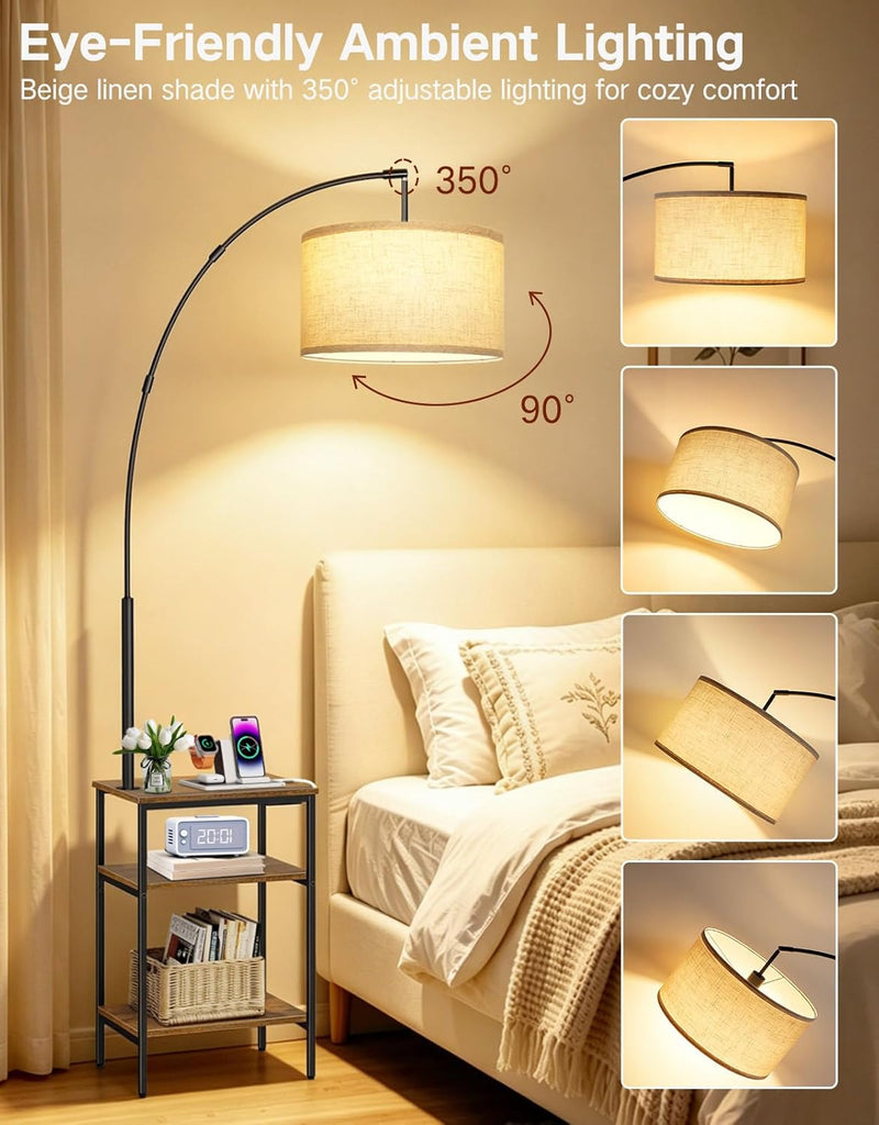 Floor Lamp with Shelves Remote Side End Table