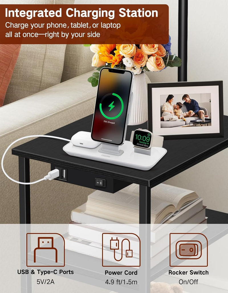 Floor Lamp with Shelves Remote Side End Table