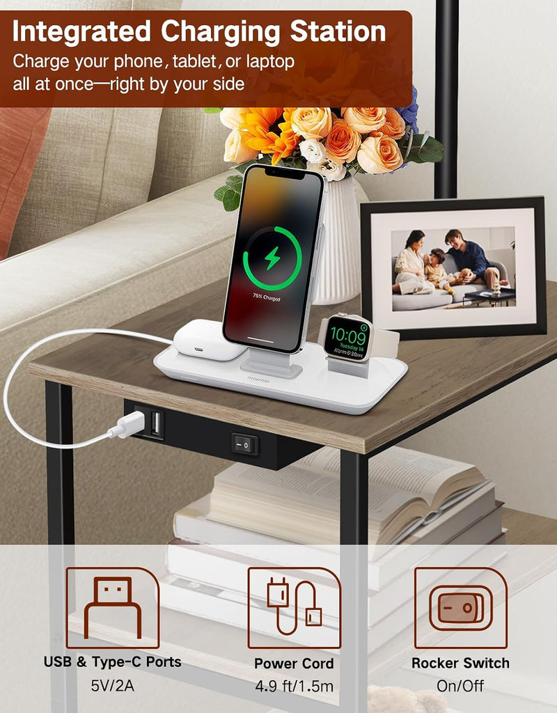 Floor Lamp with Shelves Remote Side End Table
