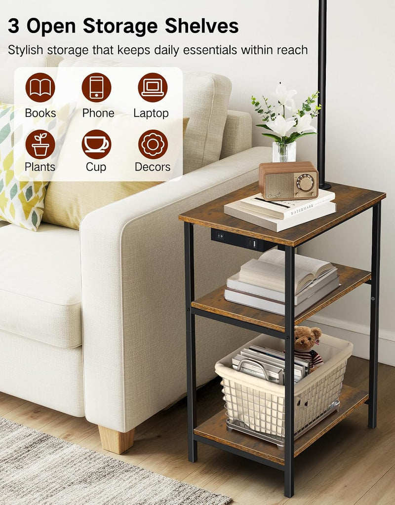 Floor Lamp with Shelves Remote Side End Table