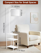 Floor Lamp with Shelves Remote Side End Table