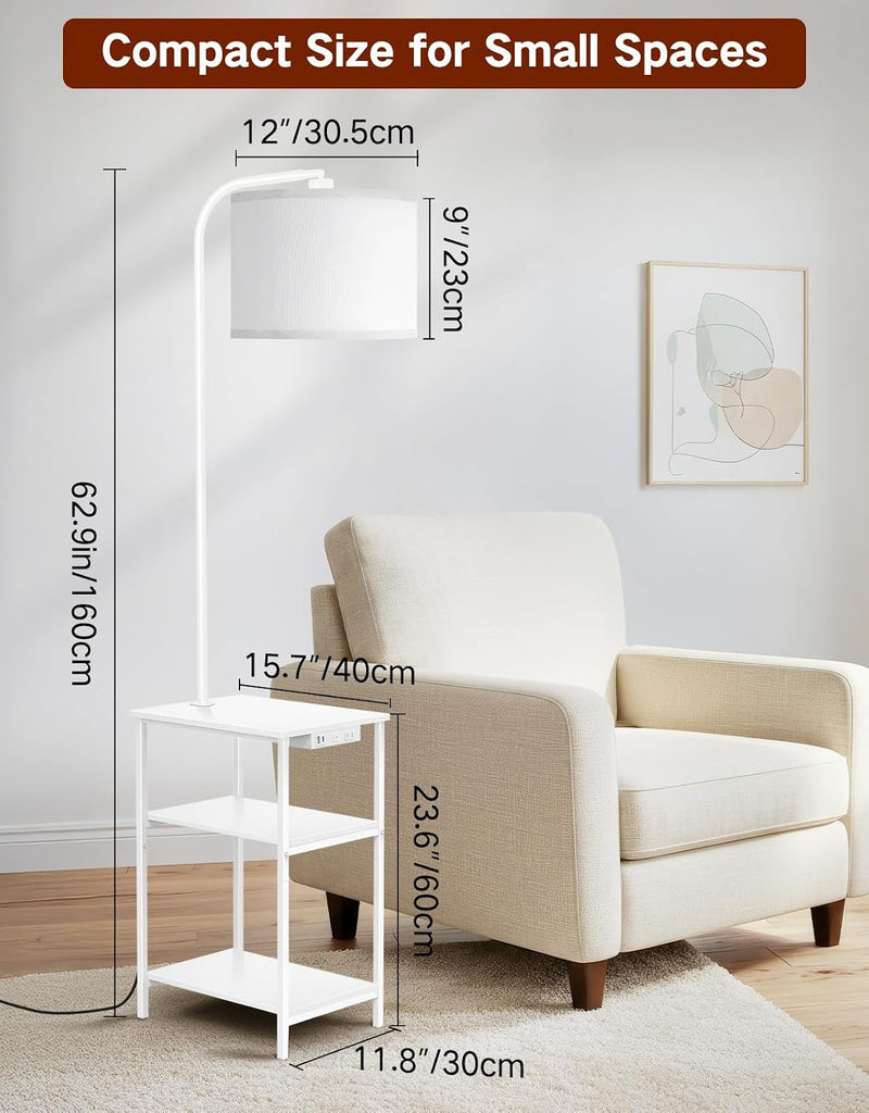 Floor Lamp with Shelves Remote Side End Table
