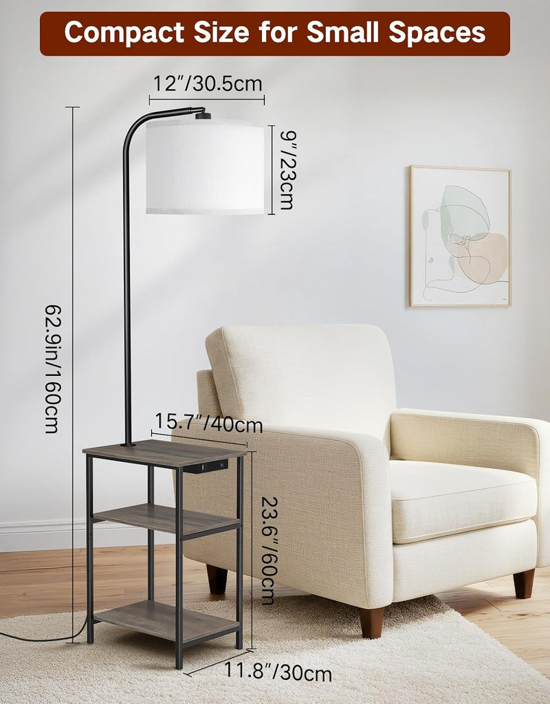 Floor Lamp with Shelves Remote Side End Table