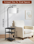 Floor Lamp with Shelves Remote Side End Table
