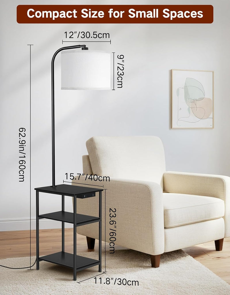 Floor Lamp with Shelves Remote Side End Table