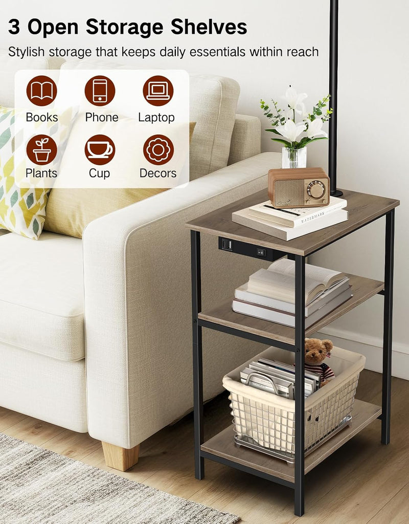 Floor Lamp with Shelves Remote Side End Table