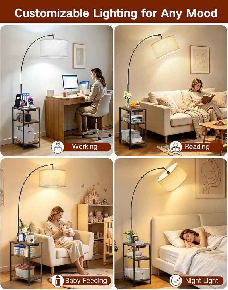 Floor Lamp with Shelves Remote Side End Table