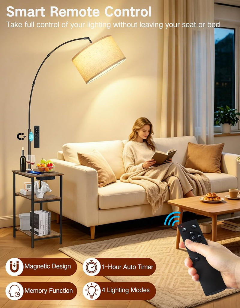 Floor Lamp with Shelves Remote Side End Table