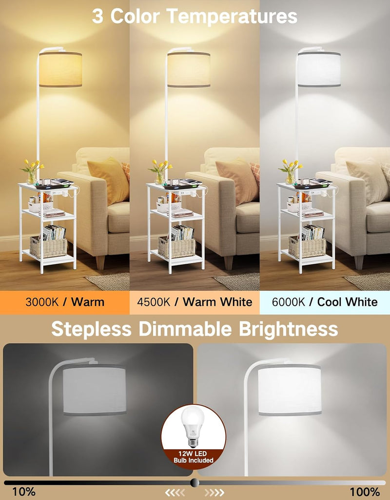 Floor Lamp with Shelves Remote Side End Table