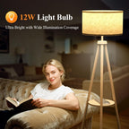 Floor Lamp with Storage Shelves 12W Solid Wooden