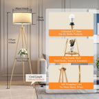 Floor Lamp with Storage Shelves 12W Solid Wooden