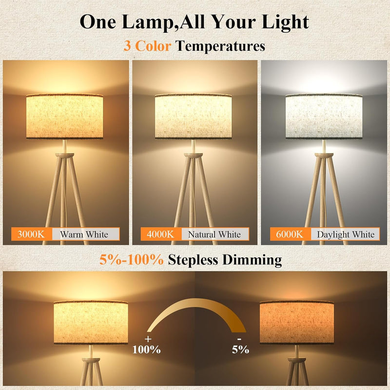 Floor Lamp with Storage Shelves 12W Solid Wooden