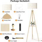 Floor Lamp with Storage Shelves 12W Solid Wooden