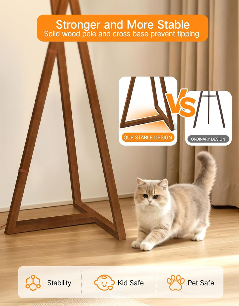 Floor Lamp with Wooden Base and Linen Drum