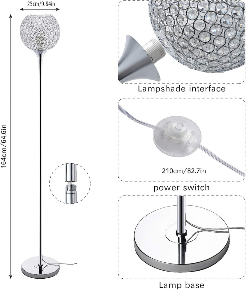 LED Floor Lamps for Living Room Modern Chrome