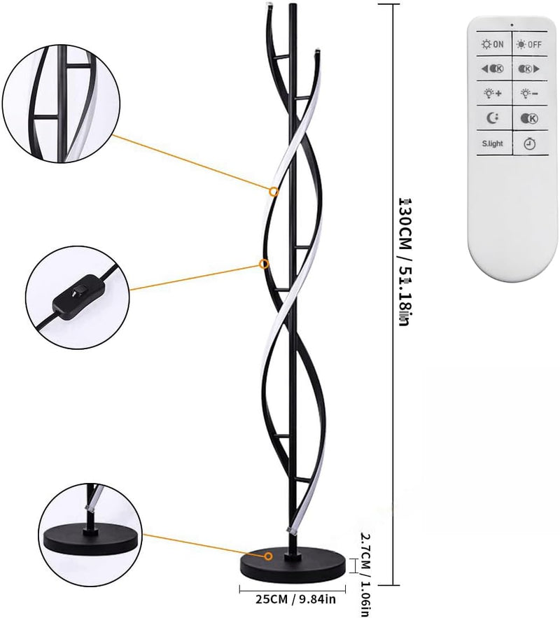 Floor Lamps for Living Room Spiral Dimmable Lamp