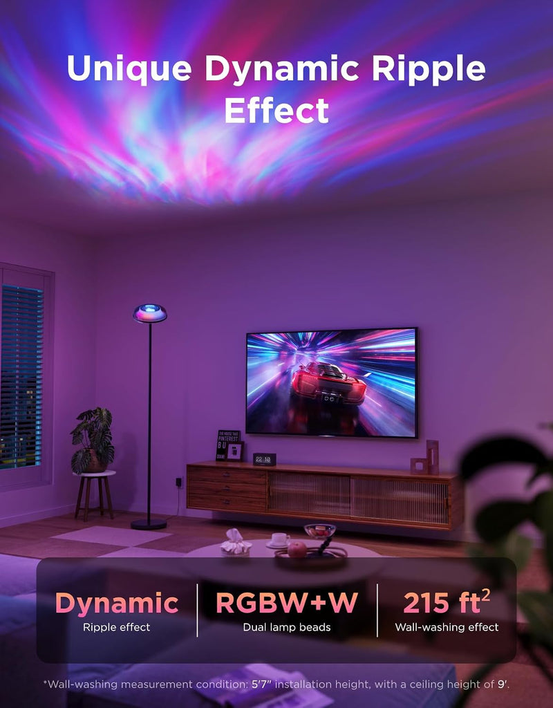 Floor Lamps Tri-Zone Independent Rgbic Ripple Lighting Lamp