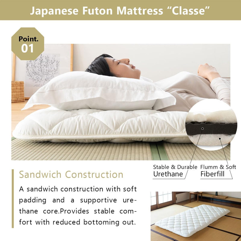 Floor Mattress Futon Classe Made in Japan Foldable