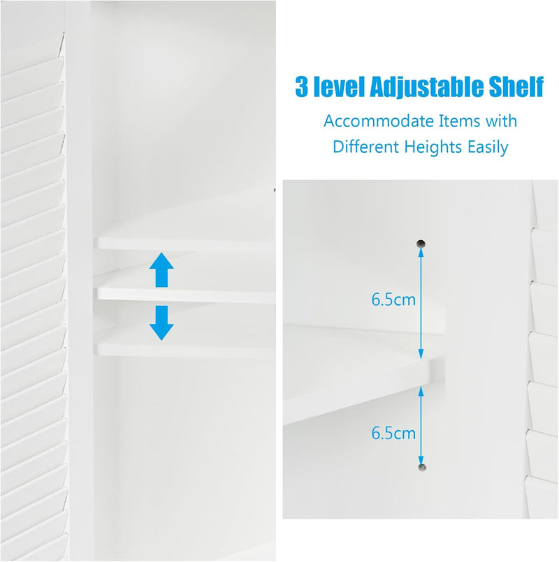 Floor Storage Cabinet Multipurpose Corner Shelf with Double