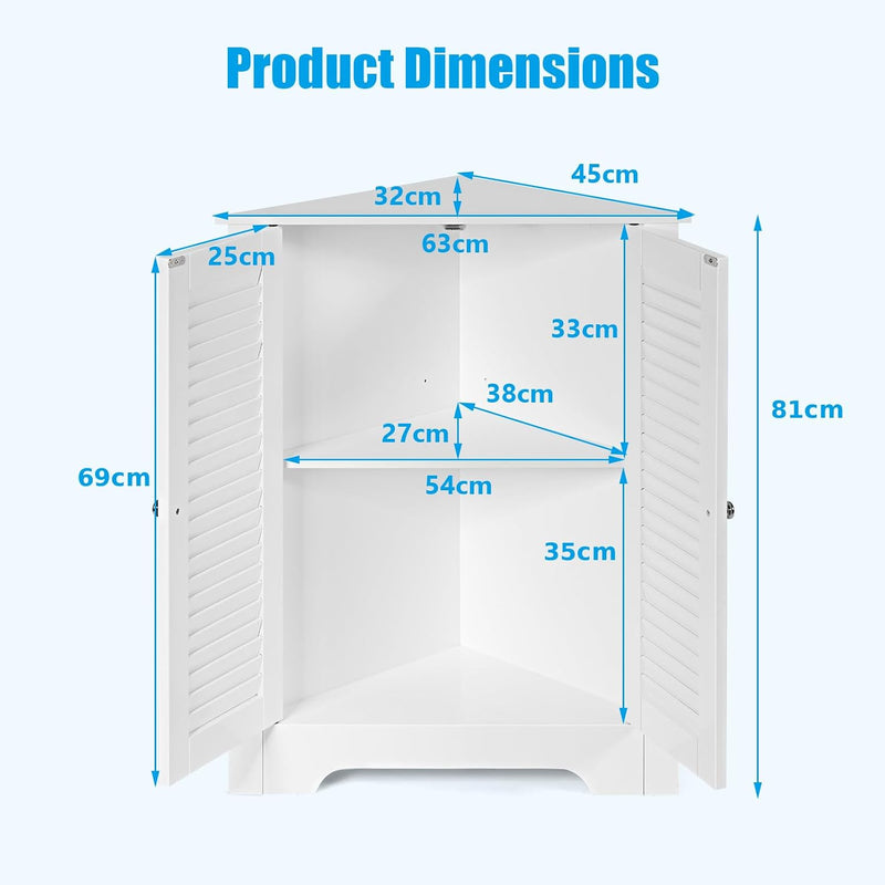 Floor Storage Cabinet Multipurpose Corner Shelf with Double