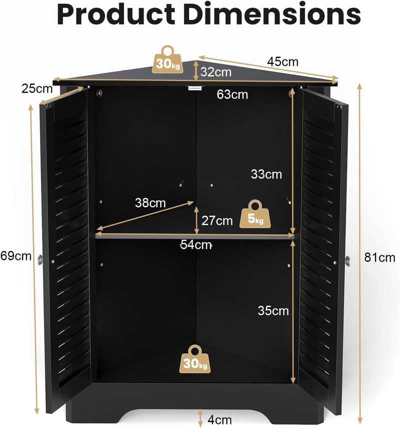 Floor Storage Cabinet Multipurpose Corner Shelf with Double