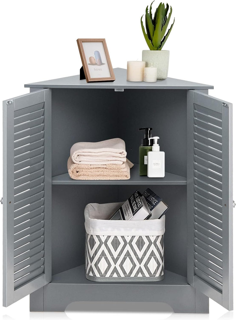 Floor Storage Cabinet Multipurpose Corner Shelf with Double