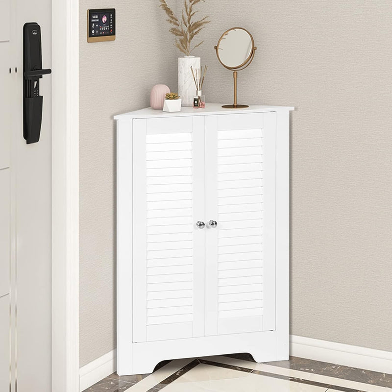 Floor Storage Cabinet Multipurpose Corner Shelf with Double