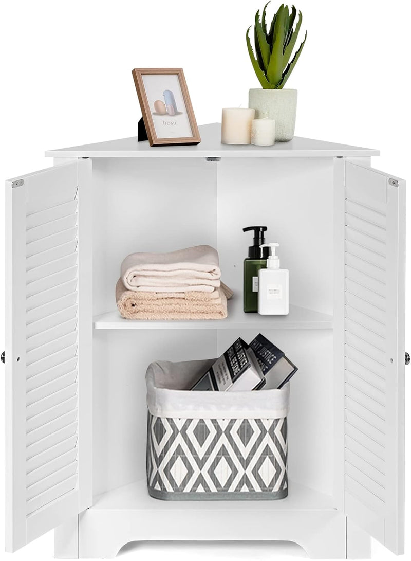 Floor Storage Cabinet Multipurpose Corner Shelf with Double